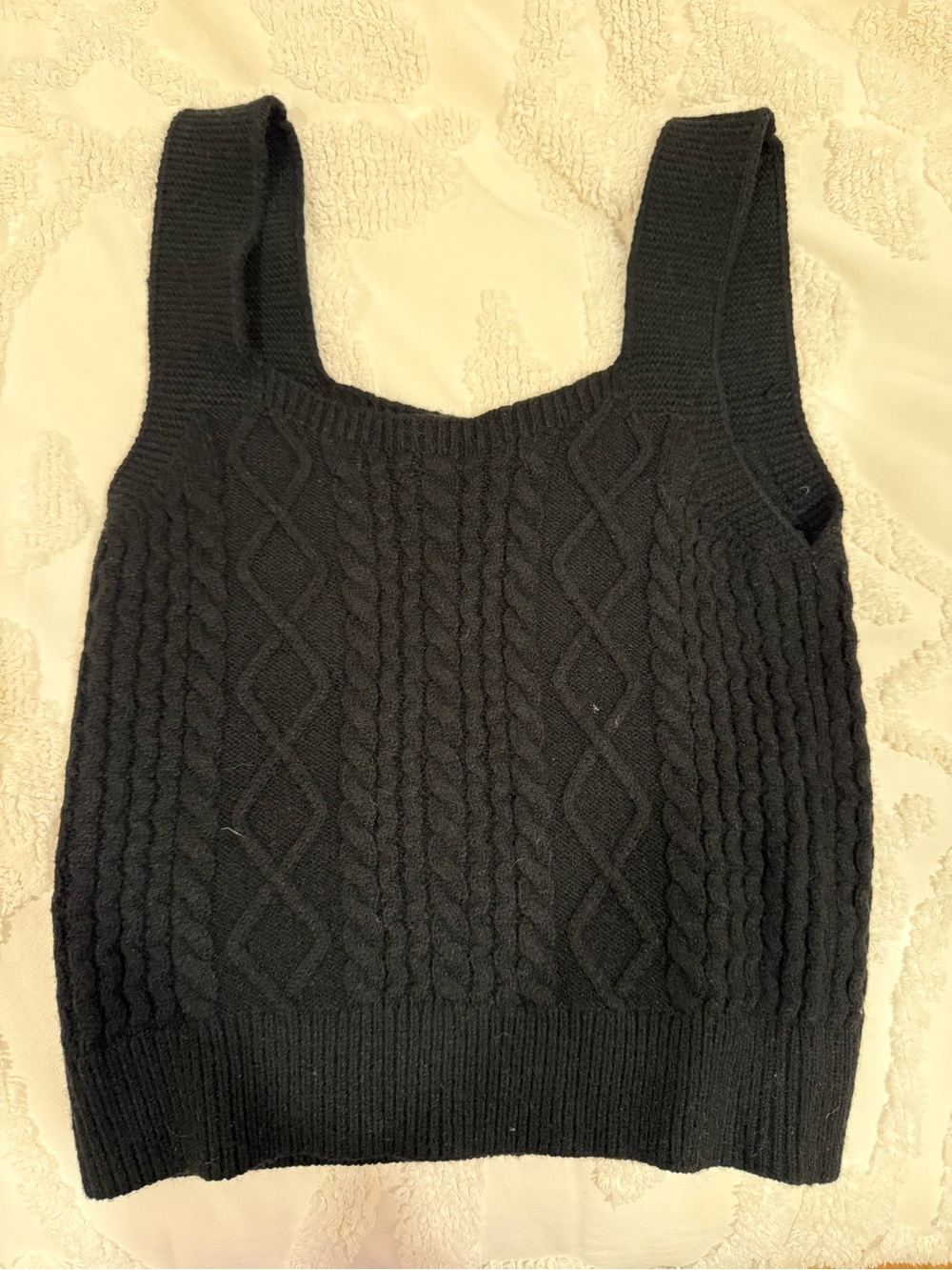 Cotton Emporium Black Cable Knit Tank